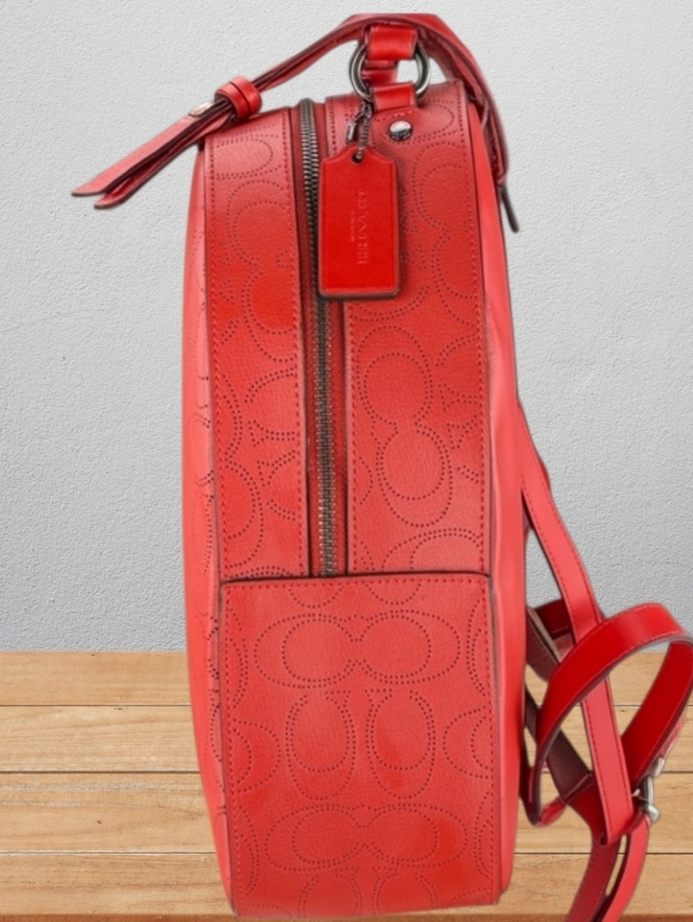 Coach Jordyn Perforated Leather Backpack Miami Red NWOT $450 Retail - Picture 10 of 16